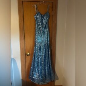 amarra blue sequin prom dress. size 6